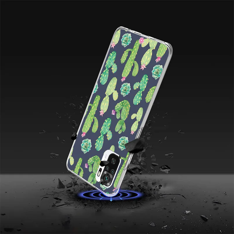 Casing ponsel tanaman hijau kaktus, casing pelindung ponsel untuk Xiaomi Redmi Note 13 12S 12 11S 10 9 8 10S 11 11T 11E Pro Plus + 9T 9S 8T 7 5G