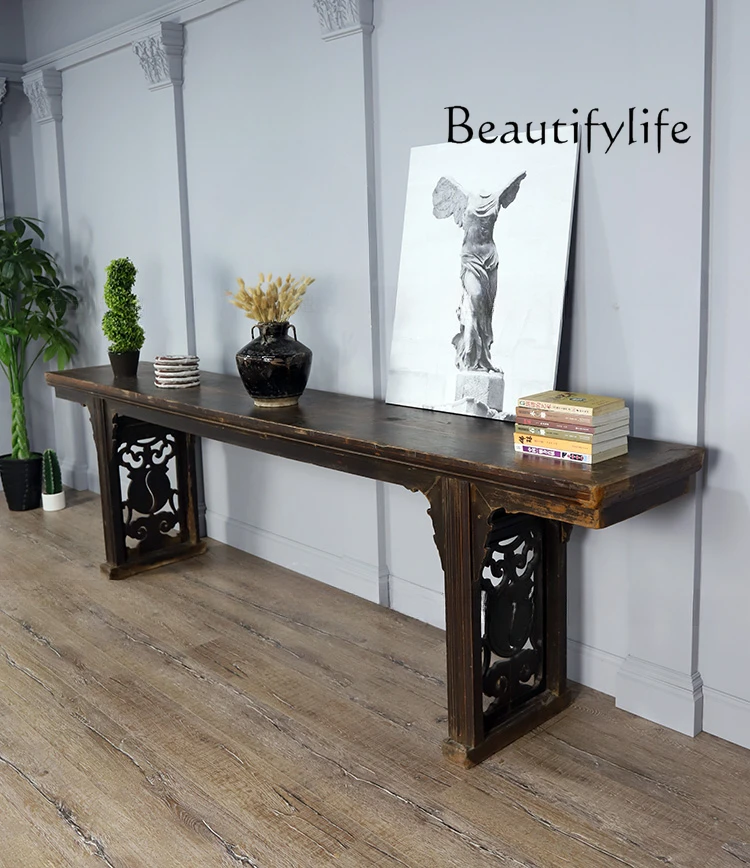 Nordic Antique Style Solid Wood a Long Narrow Table Household Minimalist Side View Sets