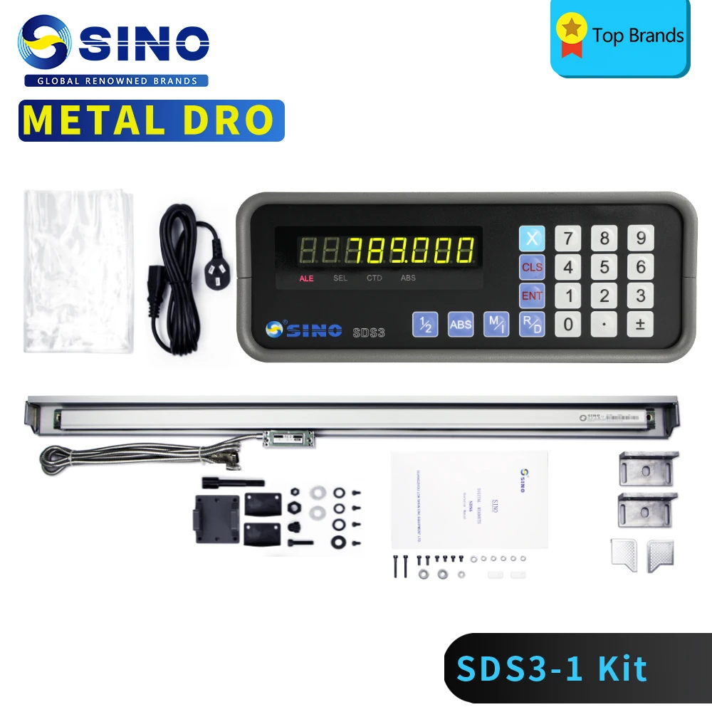 SINO All Metal SDS3-1 DRO single-Axis Digital Readout  Kit And KA 300 Linear Scale Grating Ruler For Milling/lathe Machine