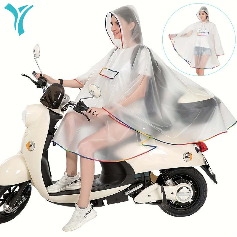 Raincoat,Electric bike raincoat,cycling for Men&Women Single Large Size Transparent Adults Poncho with Hat for Motorcycle Bike