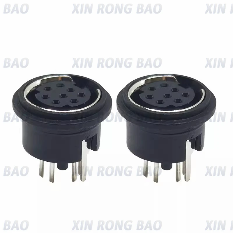 

MD8 Core Female Base Soldering Board 180 Degree Small 8-core Female Base PCB Direct Plug-in S-terminal Female Head Round Head 8P