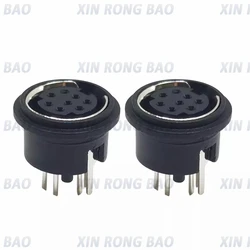 MD8 Core Female Base Soldering Board 180 Degree Small 8-core Female Base PCB Direct Plug-in S-terminal Female Head Round Head 8P