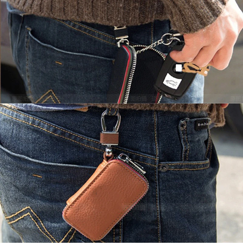 10 Pcs Universal Genuine Leather Car Key Cover Men Women Keychain Fashion Key Case Key Fob Protector For Remote Key Fob