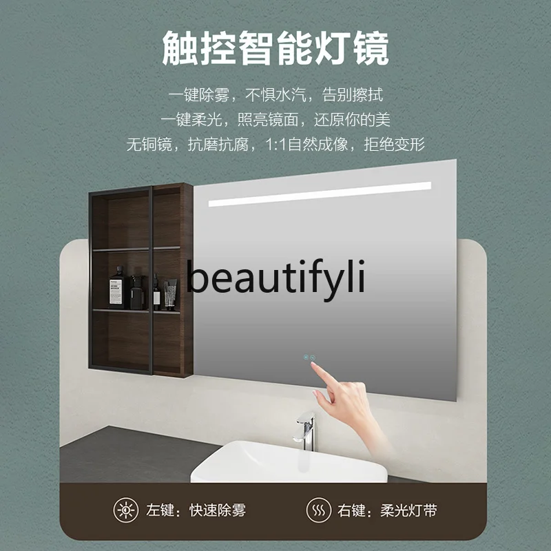 Bathroom cabinet combination Blue ink table Basin wall cabinet Touch smart mirror Side cabinet Light with washstand