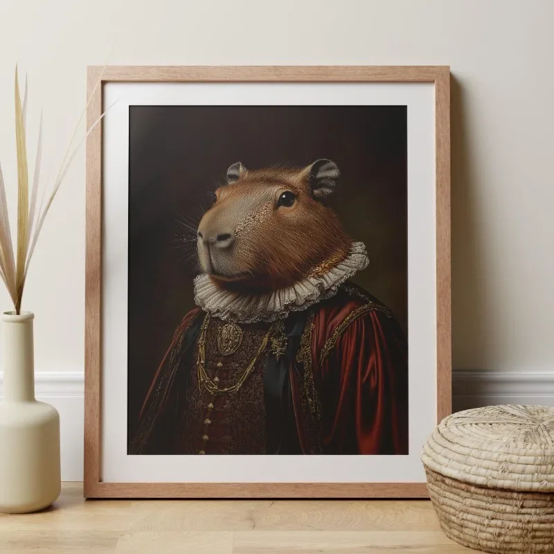 1pc frameless Canvas Painting Vintage Renaissance Style Animals Portrait Poster Whimsical Goth Fox Dog Cat Racoon Canvas Paintin