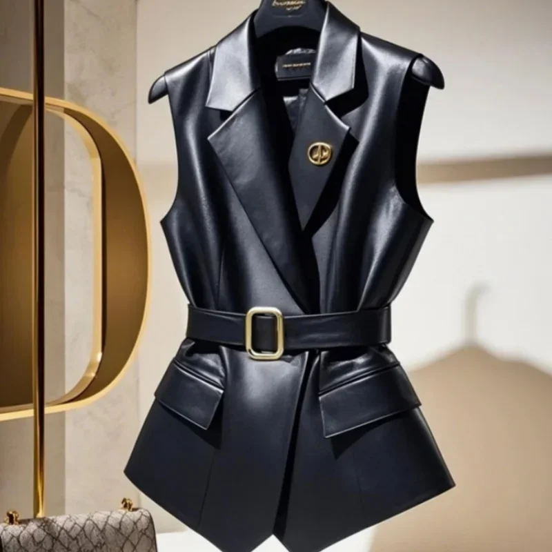 

2025 черные пиджаки в британском стиле, жилет, куртки, темпераментные женские жилеты без рукавов с надрезом, пальто, модная уличная одежда, элегантная одежда