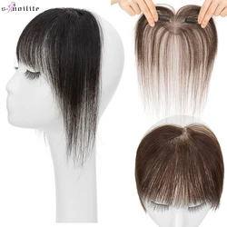 S-noilite Human Hair Bangs Natural Cute French Fringe Lace Base Clip in Bangs Temples Hair Extensions 10g Hairpieces For Women