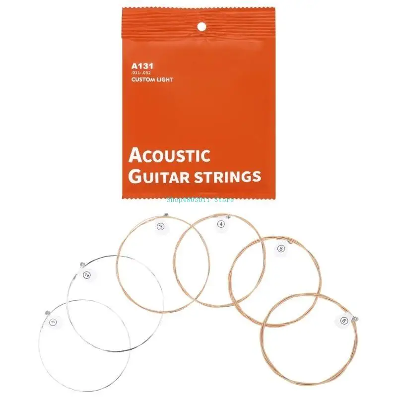 

T3LD Set of 6 Guitar Strings Replacement Acoustic Guitar String Parts High Carbon Steel Acoustic Folk Electric Guitar Strings