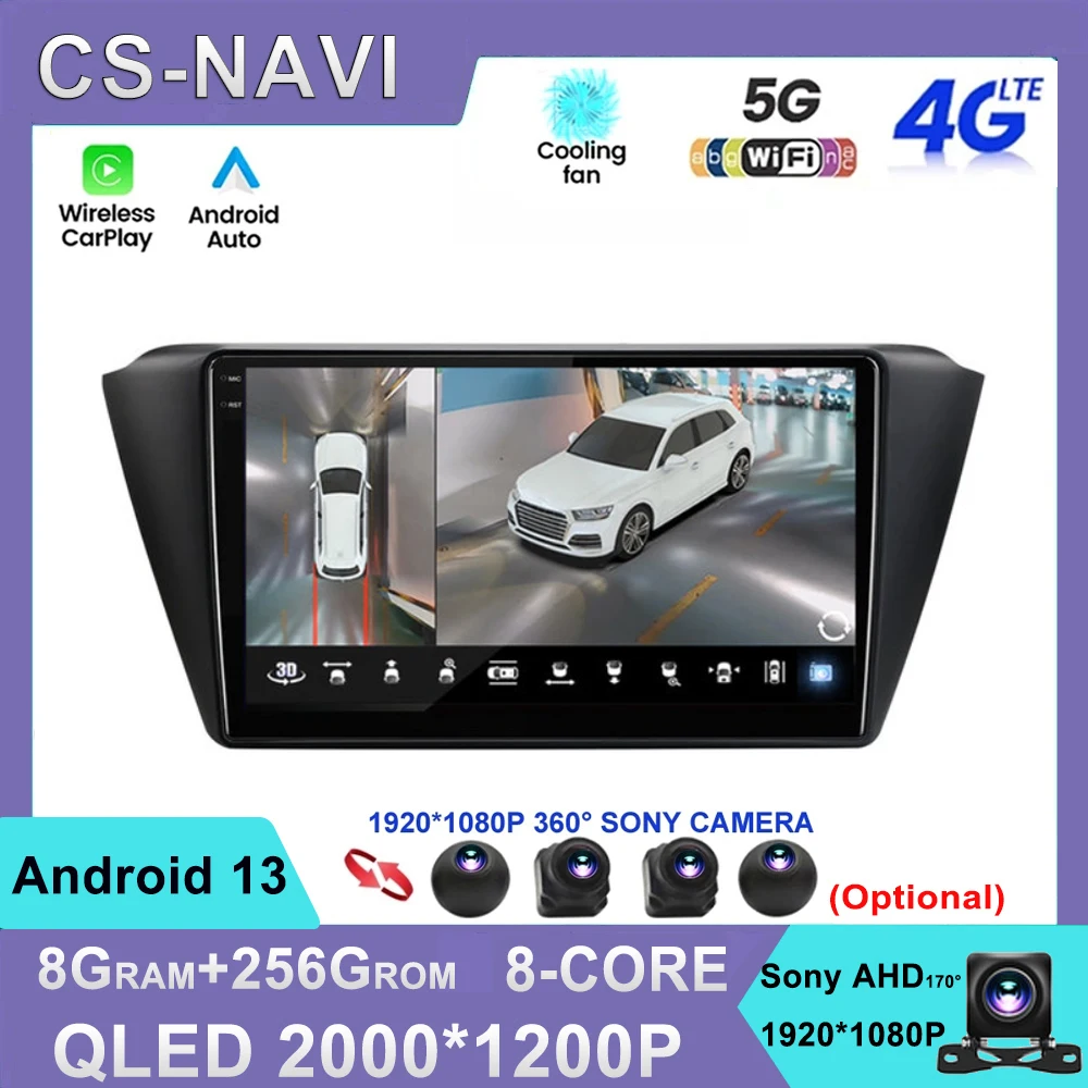 

Android 13 For Skoda Fabia 2015-2019 Car Radio Multimedia Player Headunit GPS Navigation QLED Screen Camera Carplay WIFI 4G BT