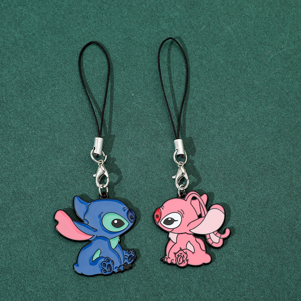 Disney-Lilo & Stitch Angel Heart Keychain for iPhone, Creative Lanyard Key Chain, Bag, Phone Pendant, Y2K Kpop Jewelry for Girls