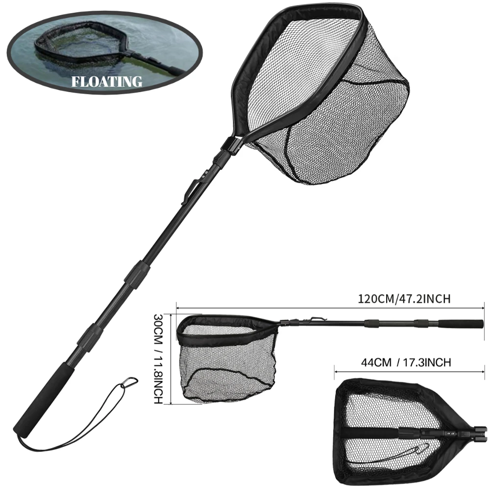 Intrekbaar Schepnet Opvouwbaar 1.9m/1.5m/1.3m Telescopisch Visnet Buiten Zee Net Draagbaar Hand Dip Net Voor Karper Vliegvisserij Plezier - afbeelding 1