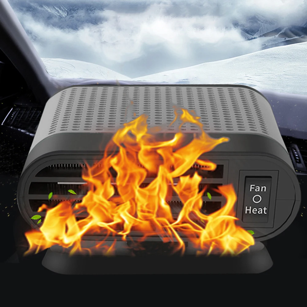 12/24V Portable Car Heater 360 Rotating Auto Windshield Defroster 1200W Defogging Defrosting Heating Fan Car Anti-Fog Heater