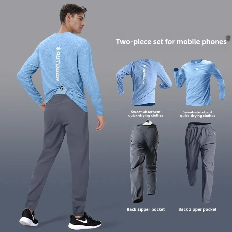 

Men's Autumn Winter Running Suit Sports and Fitness Long Pants Windproof Quick-Dry Long-Sleeve Basketball Men's Track Suit Set