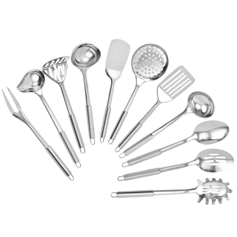 Stainless Steel Spatula Kitchenware Set Household Cooking Hanging Soup Colander-Density Spoon Strainer Kitchen 11-Piece Set