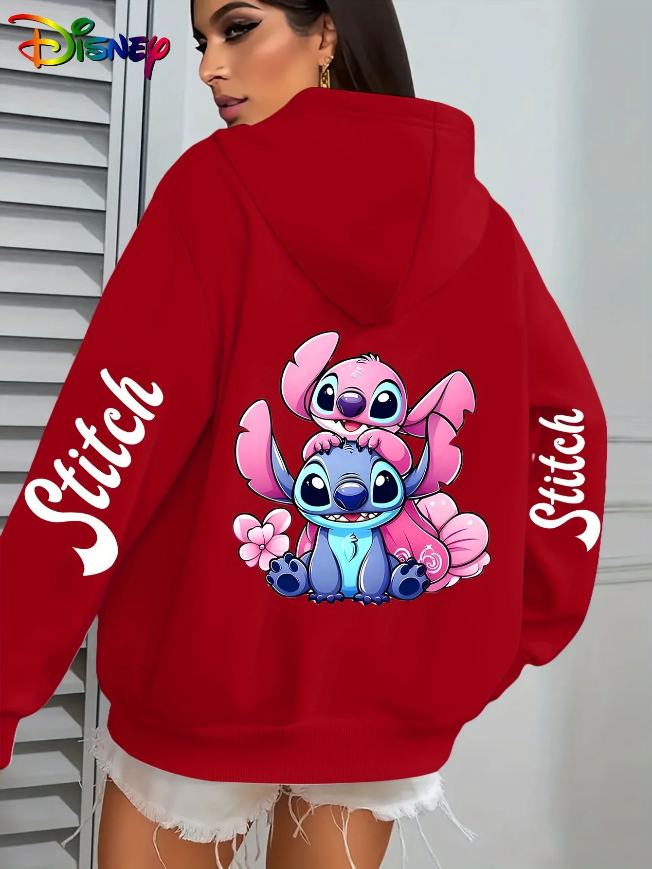 ديزني مطبوعة هوديي المرأة 2025 الخريف/الشتاء جديد فضفاض زوجين نمط عصري معطف الموضة كبيرة الحجم #1