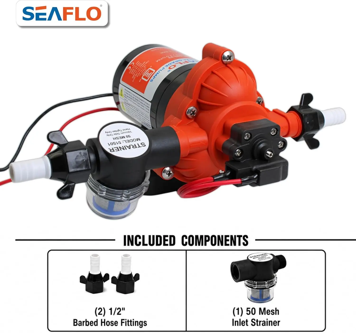 12V DC Diaphragm Pump 3.0 GPM 45 PSI Self-Priming with Pressure Switch for Marine RV Water Systems