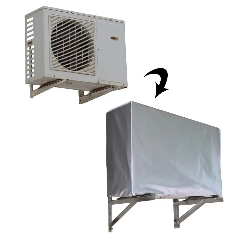 Waterproofs Silver Air Conditioner Cover Multisize Air Conditioner Protective Waterproof Dust Cover Outdoor view 3