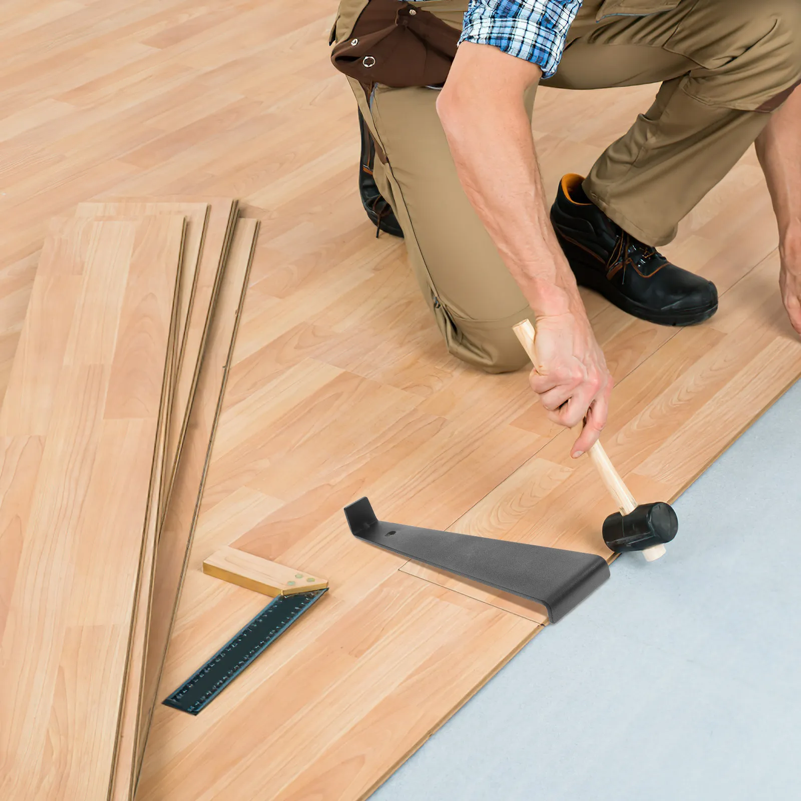 1Set Pro Grade Tool Set with Pull Bar Tapping Block Spacers Designed for Vinyl Plank Hardwood and Wood Floor