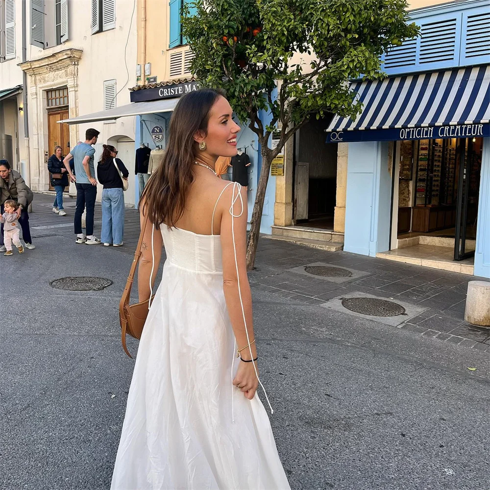 Vestido feminino com alça branca, versátil vestido de popeline decorativo em camadas, slim fit, casual, estilo europeu e americano, novo slim fit, moda de verão