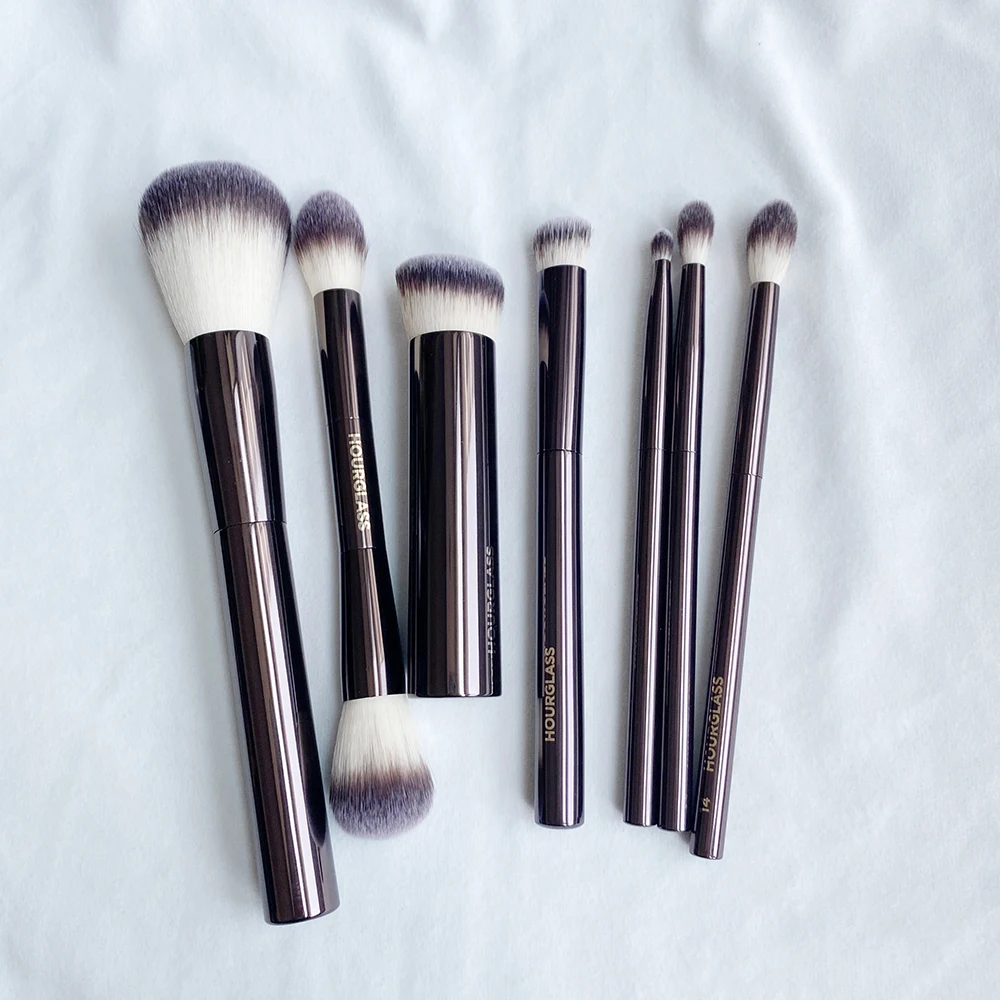 Hourglass Makeup Brushes Set VEGAN Travel Set with a pouch Soft Synthetic Hair Metal Handle Deluxe Cosmetics Brush Kit