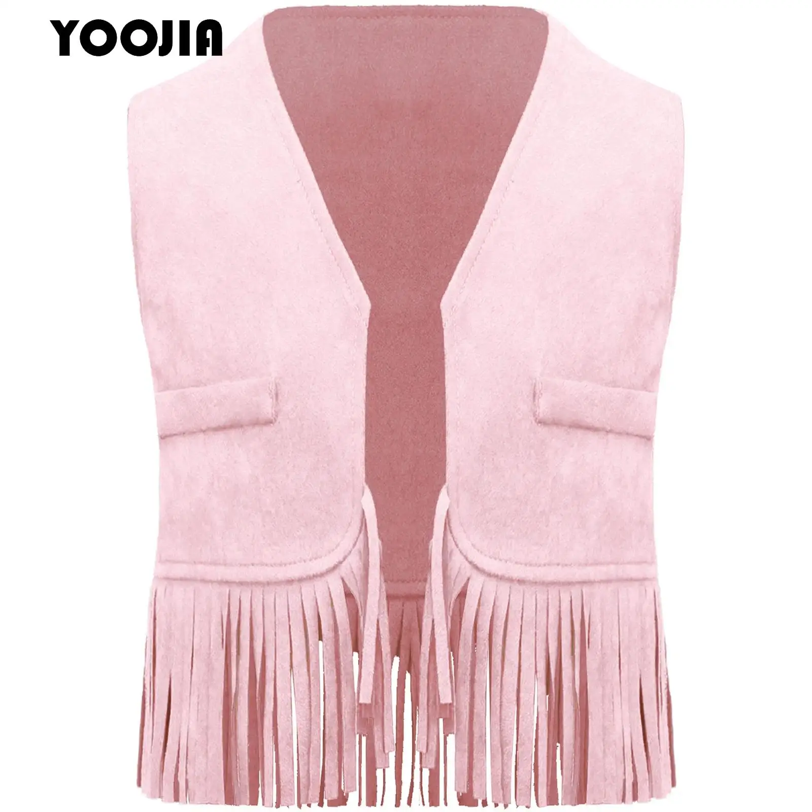 

Infant Baby Western Fringe Tassel Suede Vest Boys Girl Vintage Waistcoat Halloween Carnival Party Cowgirl Cowboy Cosplay Costume