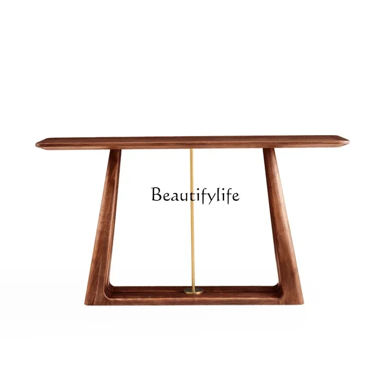 

LXNew Chinese style wabi-sabi wind entrance against the wall aisle black walnut simple solid wood narrow edgeSSS