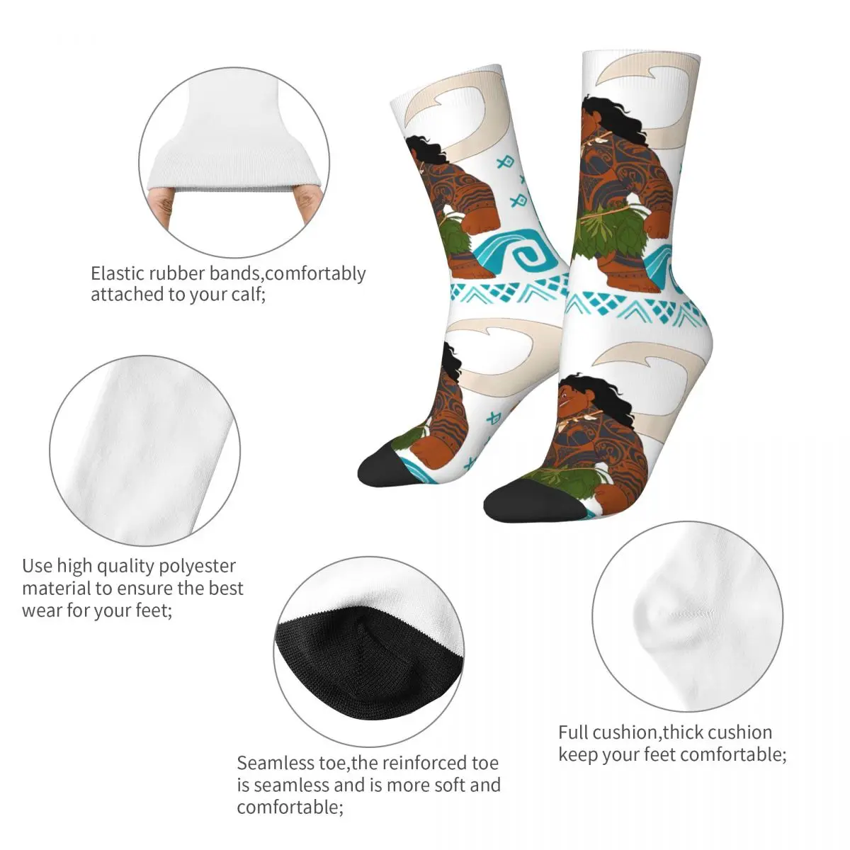 Nuovi calzini da uomo Casual Moana Maui Cartoon Sock Graphic calze da donna primavera estate autunno inverno