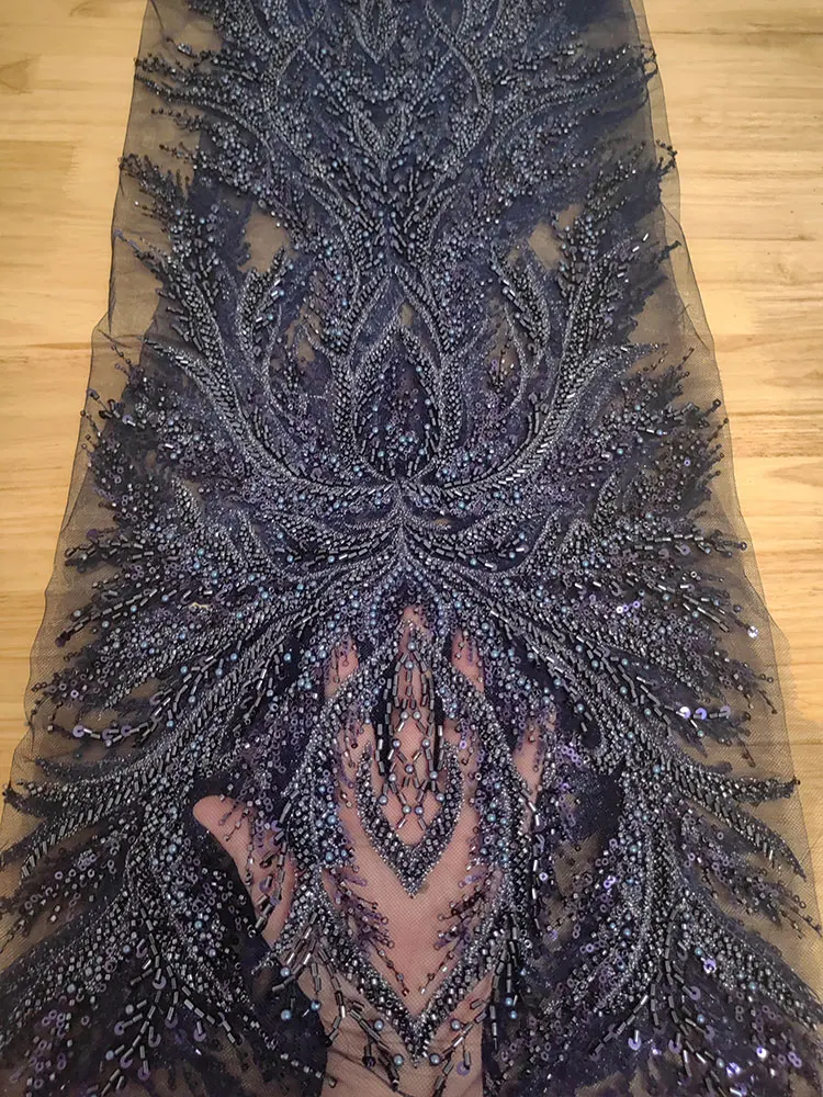 10 ألوان قماش دانتيل مطرز ثقيل مع عزر مركزي تطريز شامل لفستان الزفاف مواد حرفية ذاتية الصنع #5