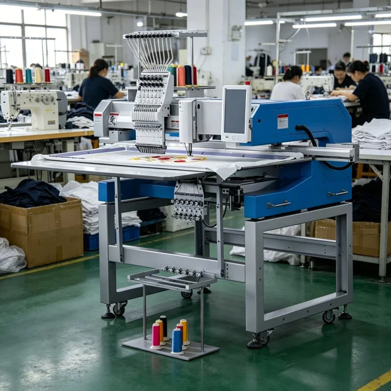 Single Head Embroidery Machine 15 Needle 12 Color Multi Function Computerized Customized for T Shirt Hat Bag Patch Hot  Sale