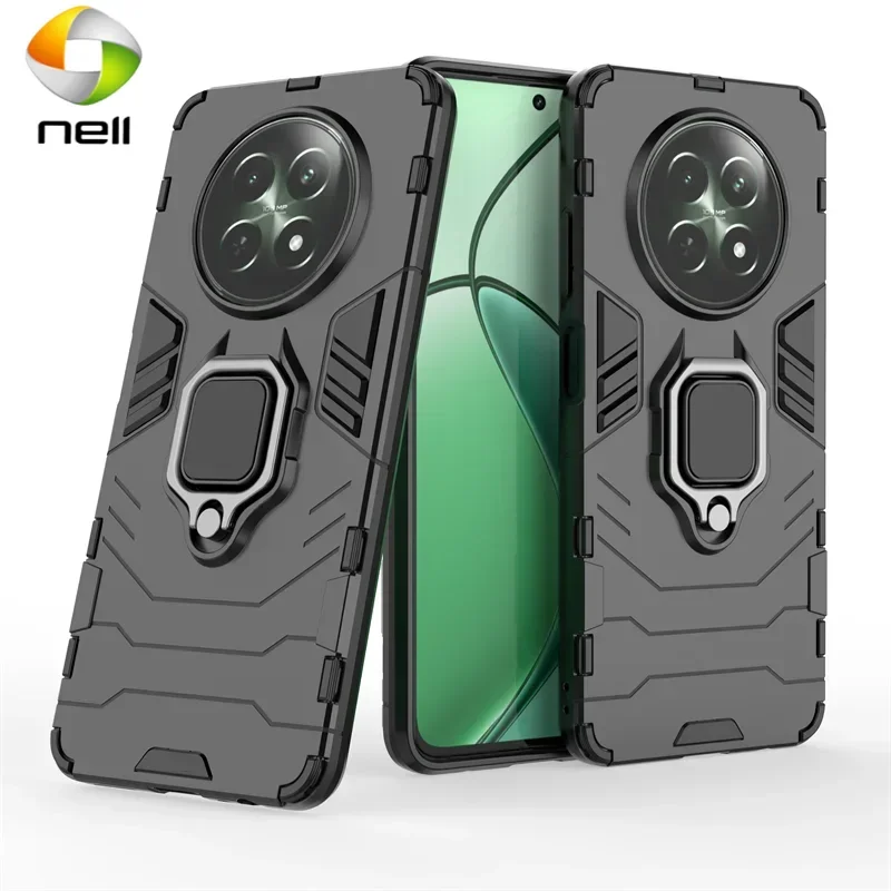 

For Realme 12x 5G Global Case for Realme 12 12x Cover Funda Finger Ring Hard PC Stand Holder Shockproof Phone Bumper Realme 12x