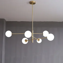 Plafonnier suspendu en laiton et verre au design nordique moderne, luminaire décoratif d'intérieur, idéal pour un salon, une chambre à coucher, un Restaurant ou un café