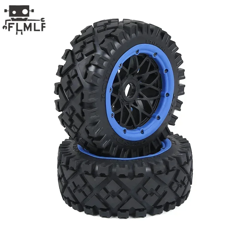 Rc Car All-terrain Reticulated Wheel Hub Front Tire Assembly Kit for 1/5 HPI ROFUN BAHA ROVAN KM BAJA 5B SS Truck Parts