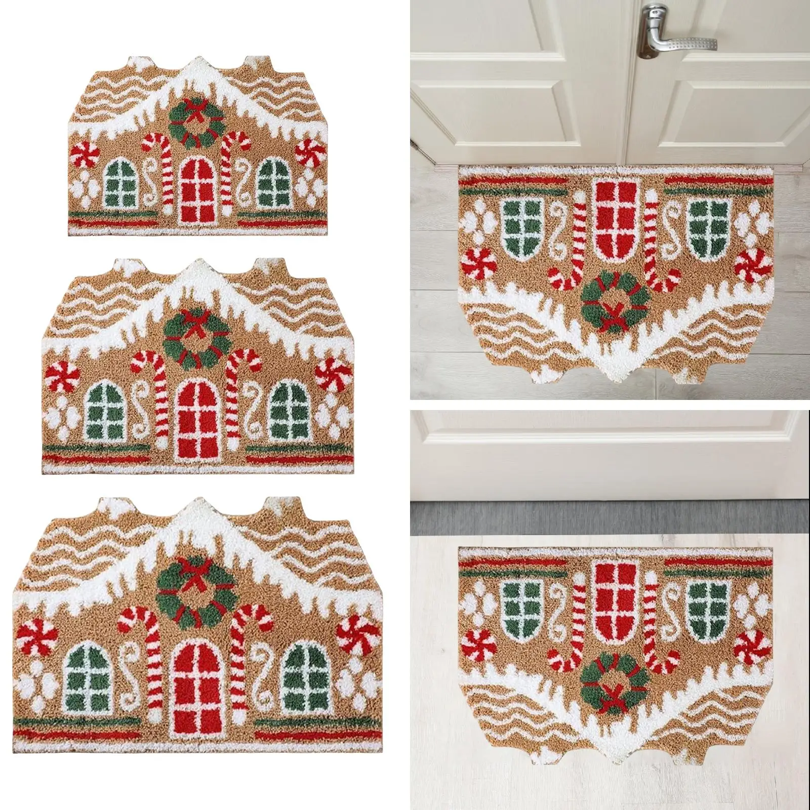 Christmas Door Mat Kitchen Carpet Anti Slip Floor Mat Xmas Area Rug for Holiday Bedroom Front Doors under Table Party