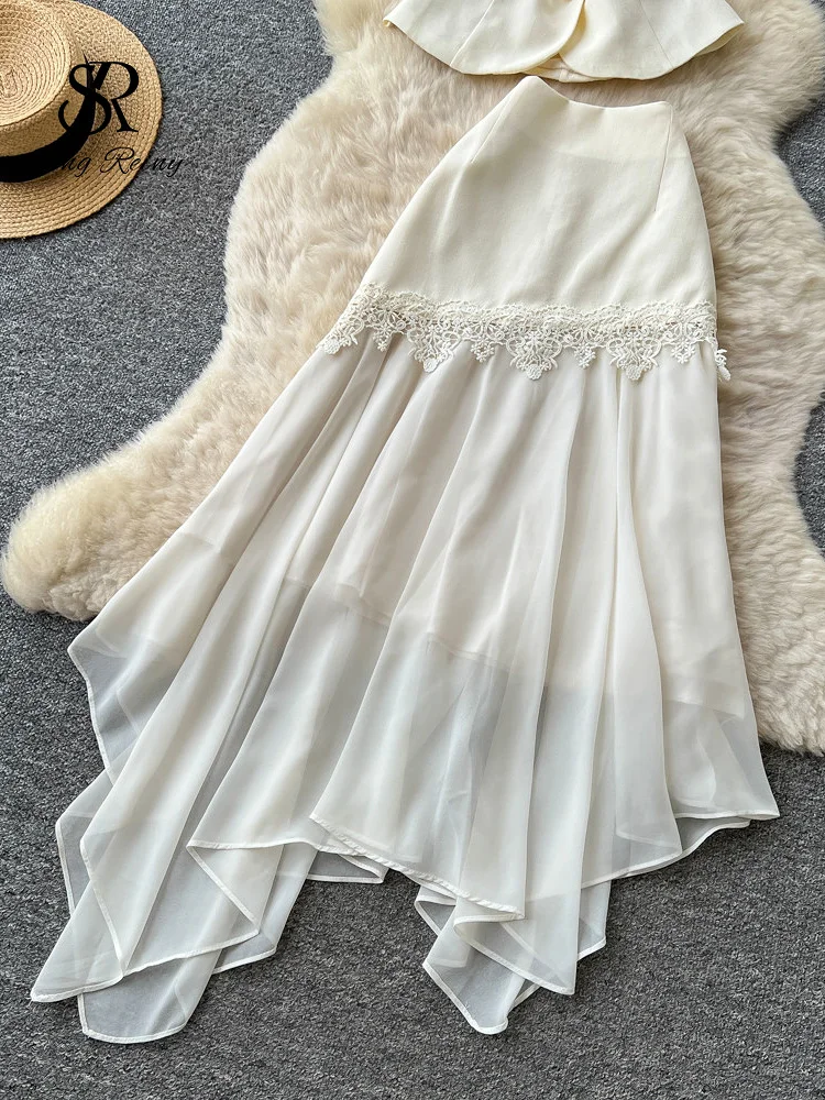 SINGREINY Irregular Office Lady Suits Female Summer Sleeveless Fashion Top+Patchwork Skirt French Edgy Simple Senior 2Pcs Sets - Image 5