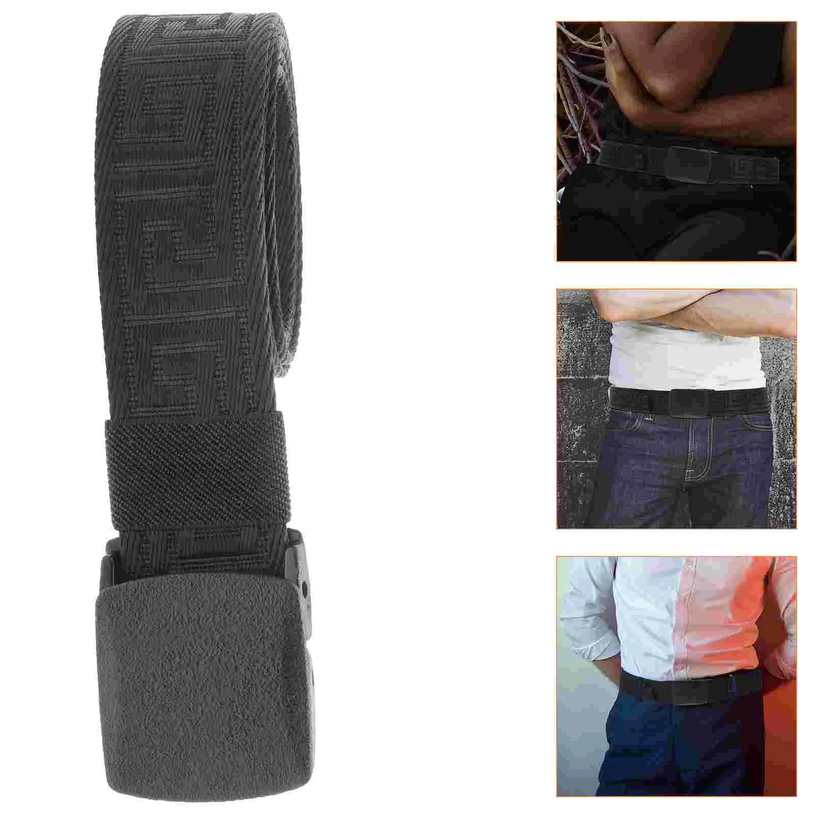 Belt Outdoor Casual Patterned Canvas Men's (black) for Buckle Strap Polyester Waist Man Bridge