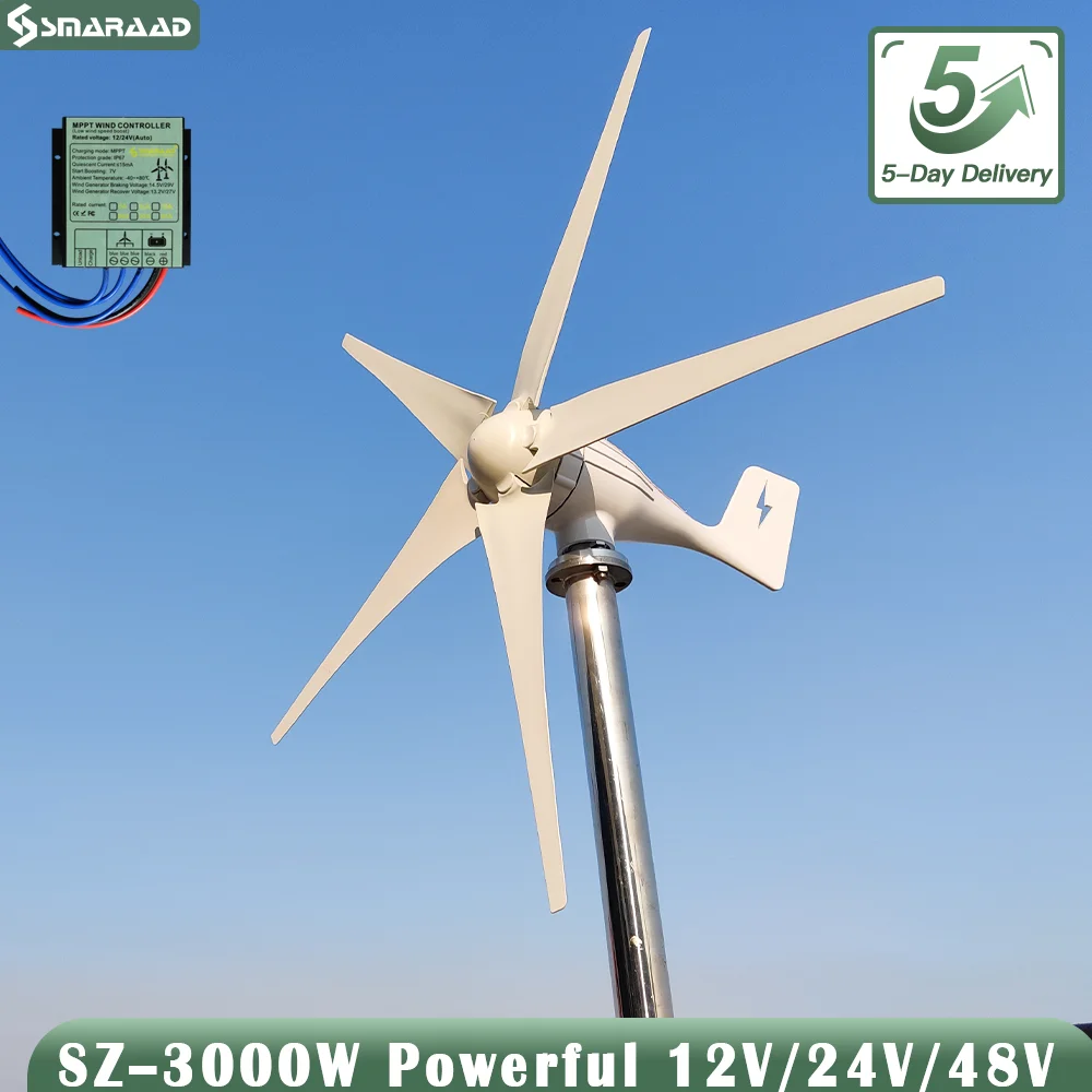 Real Power 3000W Horizontal Turbine 220V Fast Delivery Charging Controller For Household Farms In Poland