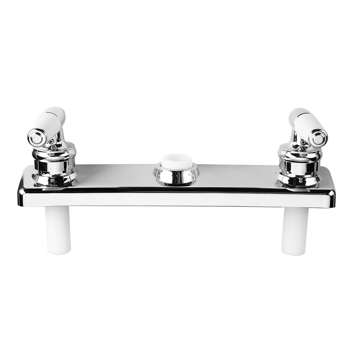 Modern Double Lever Chrome Kitchen Sink Hot and Cold Mixing Faucet 2-hole Deck Installation Faucet Kitchen Supplies 360 Degree