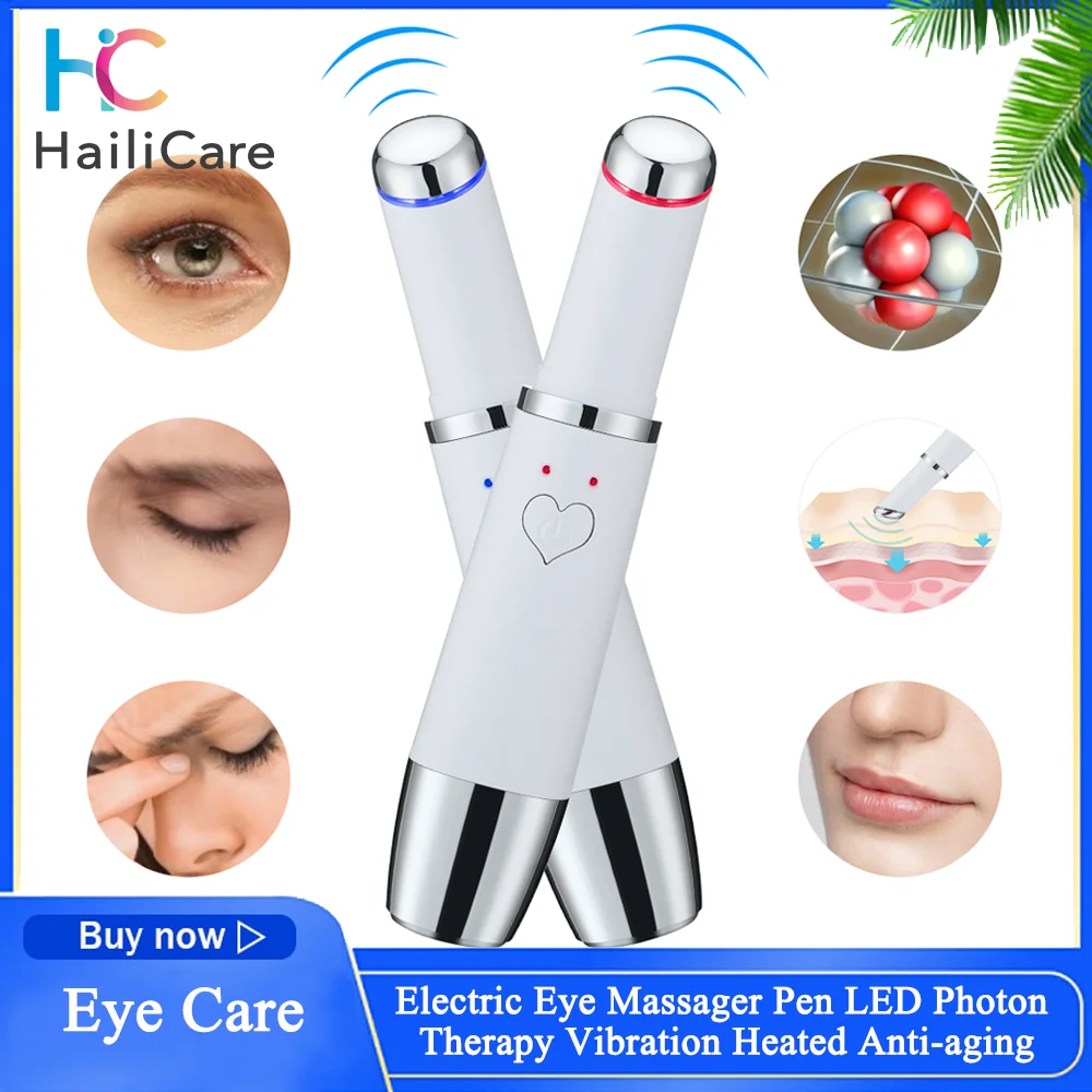 Electric Eye Massager Vibration Heated Beauty Massage Device For Dark Circles Puffiness Eye Fatigue Removal Wrinkle Eye Care Pen