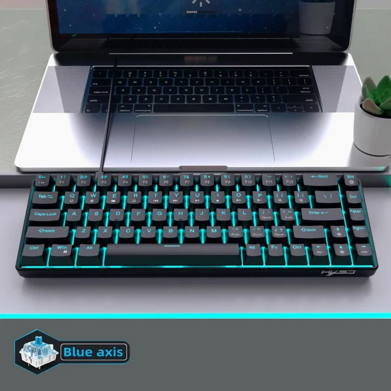 Mechanical Keyboard 68 keys Ice blue light gaming pc keyboards 60% wired usb ergonomic mini portable computer and office teclado