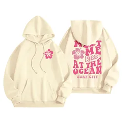 Hoodie Womens Letters Back Sweatshirts Long Sleeve Loose Trendy Pink Palm Puff Hooded Sweatshirt Aesthetic Tops Streetwear