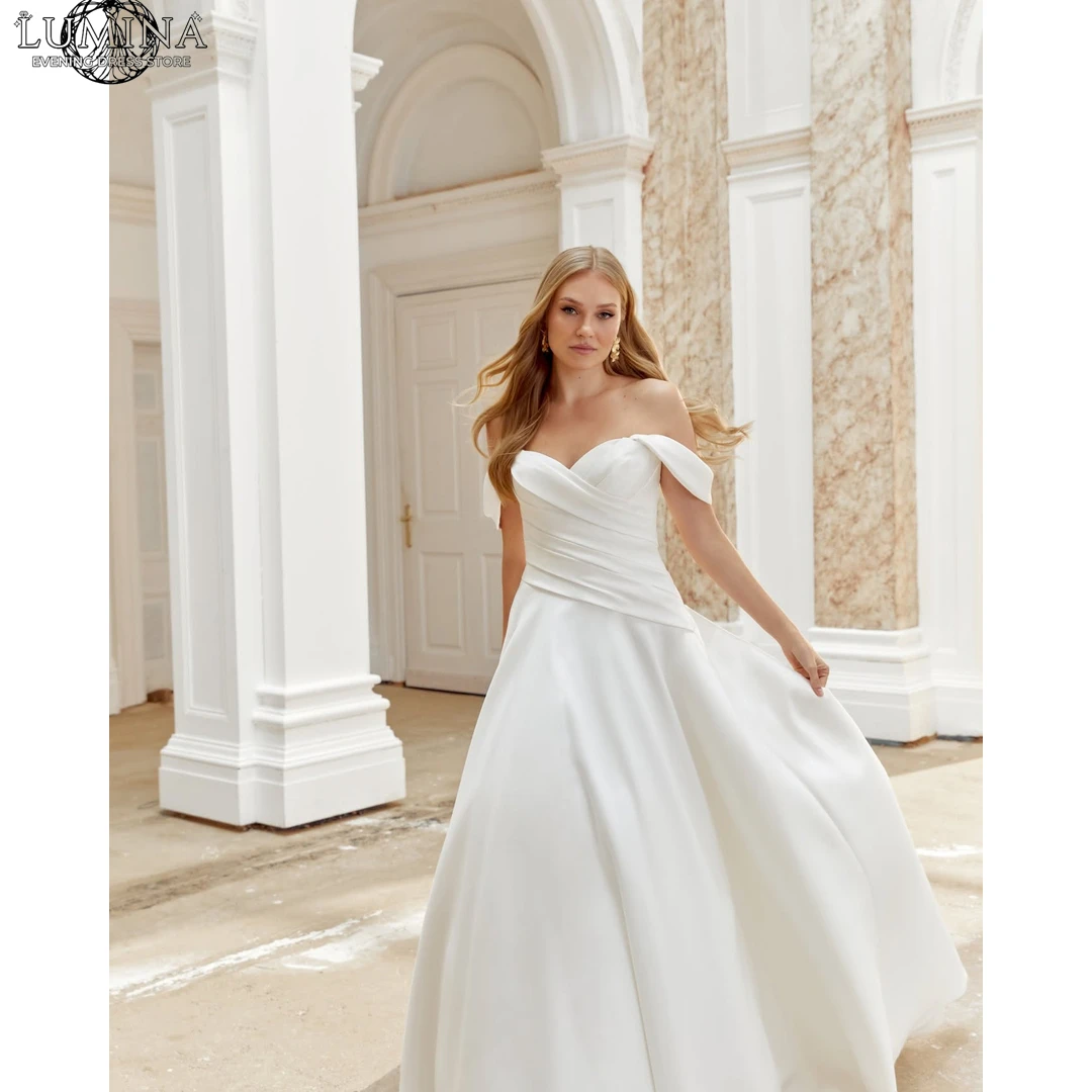 

Lumina Prom Dresses Luxury Evening Dress 2026 Woman Card Shoulder A Word Luxurious Engagement Dress Custom Made Satin Women's