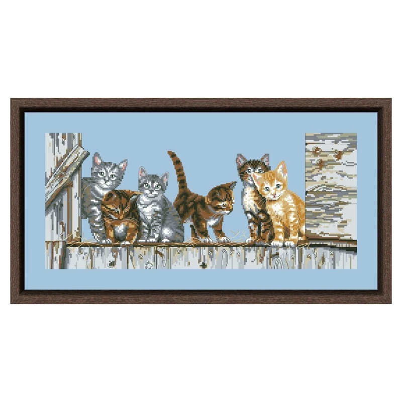 Barnyard kitties cross stitch package sets aida 18ct 14ct 11ct skyblue cloth people kit embroidery DIY handmade needlework