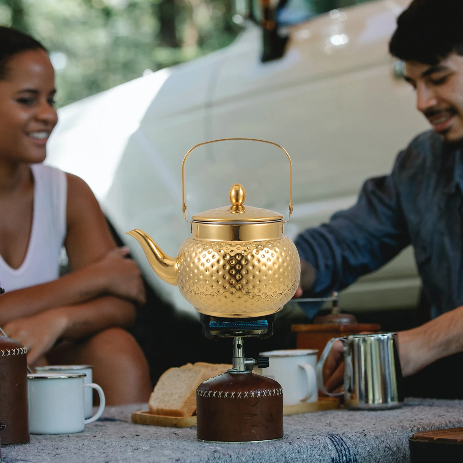 

1pcs Hammered Stainless Steel Teapot With Strainer Classic Design For Home Hotel Use Tea Kettle Polished Finish Kitchen