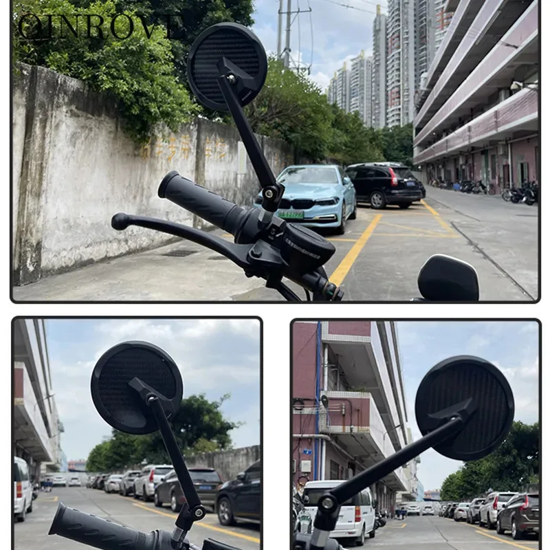 Carbon Fiber Aluminum Alloy Motorcycle Rearview Mirror M8 M10 Convex Side Mirror Universal Scooter Cruiser Motorbike Accessories