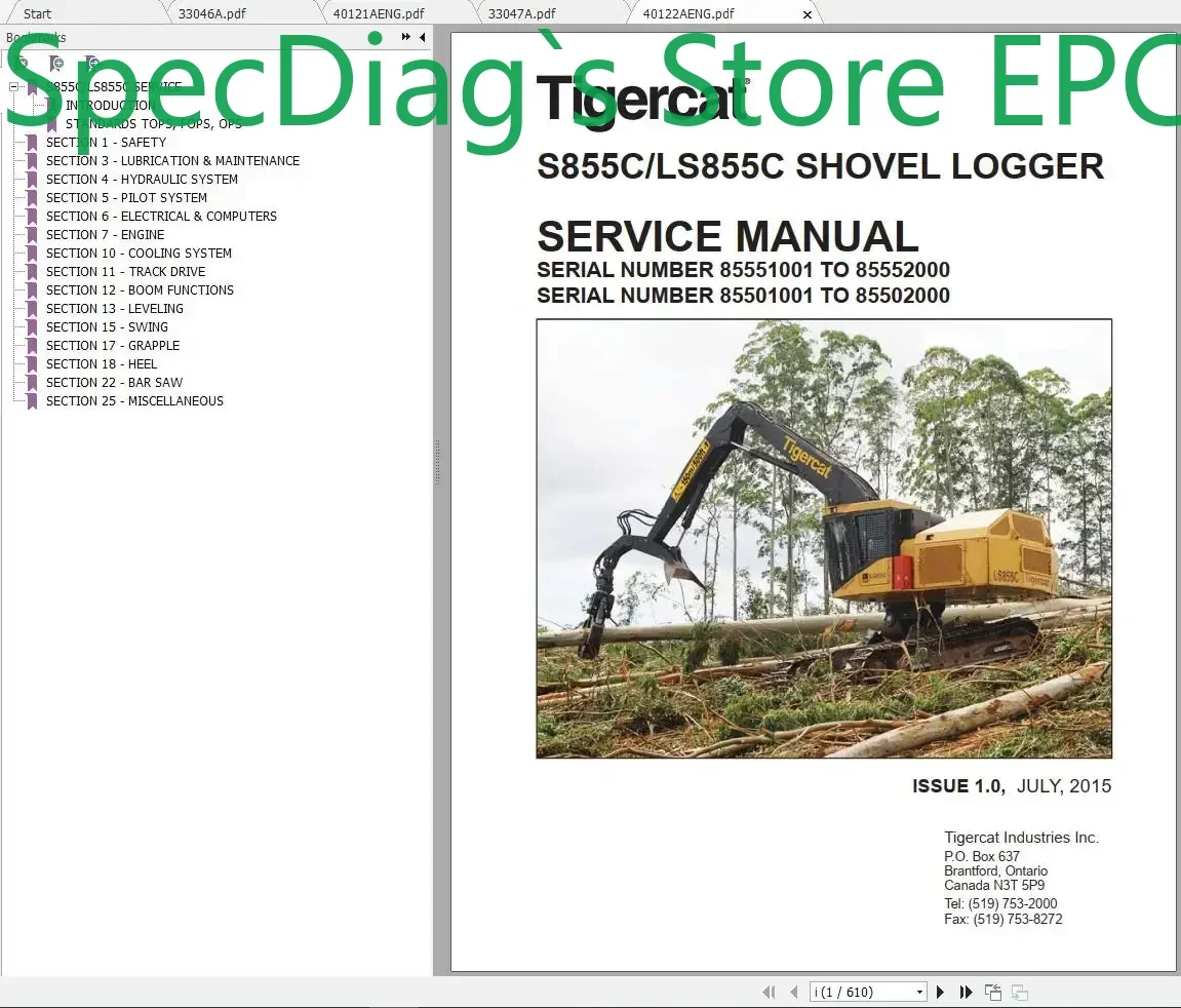 

SpecDiag Tigercat Machine 44,5 ГБ PDF 2023, руководство по обслуживанию и руководство по эксплуатации DVD