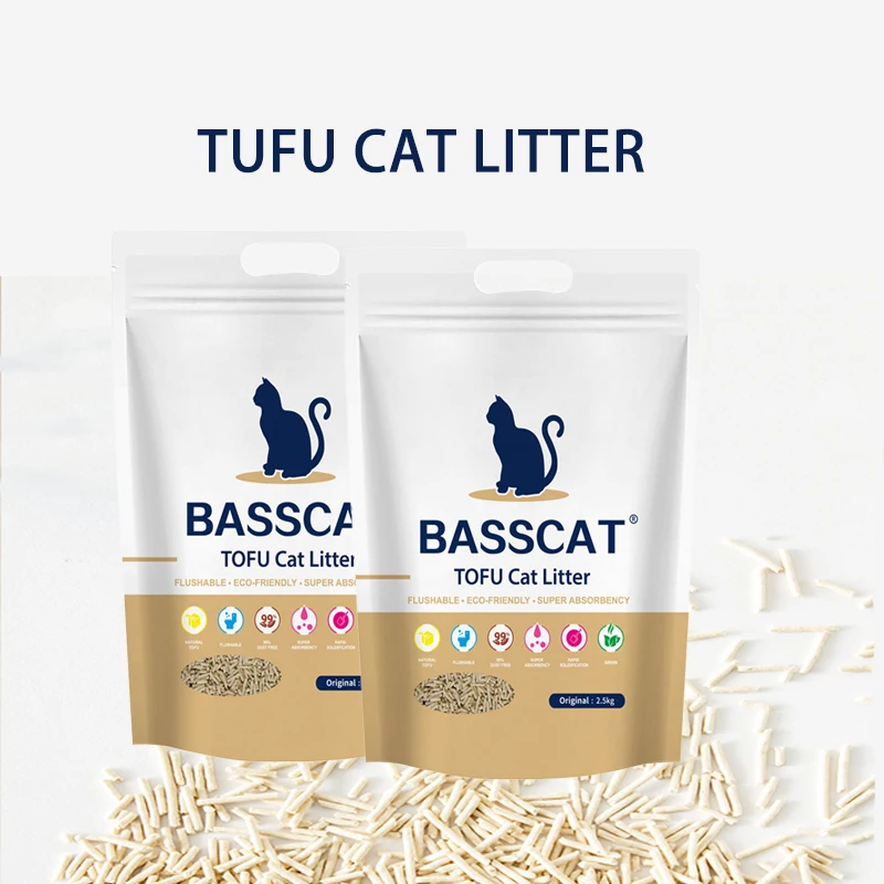 5.5lbs Per Package,Tofu Cat Litter, Natural Plant-Based Litter, Dust-Free, Flushable, Fast Clumping, Odor-Resistant, Made With