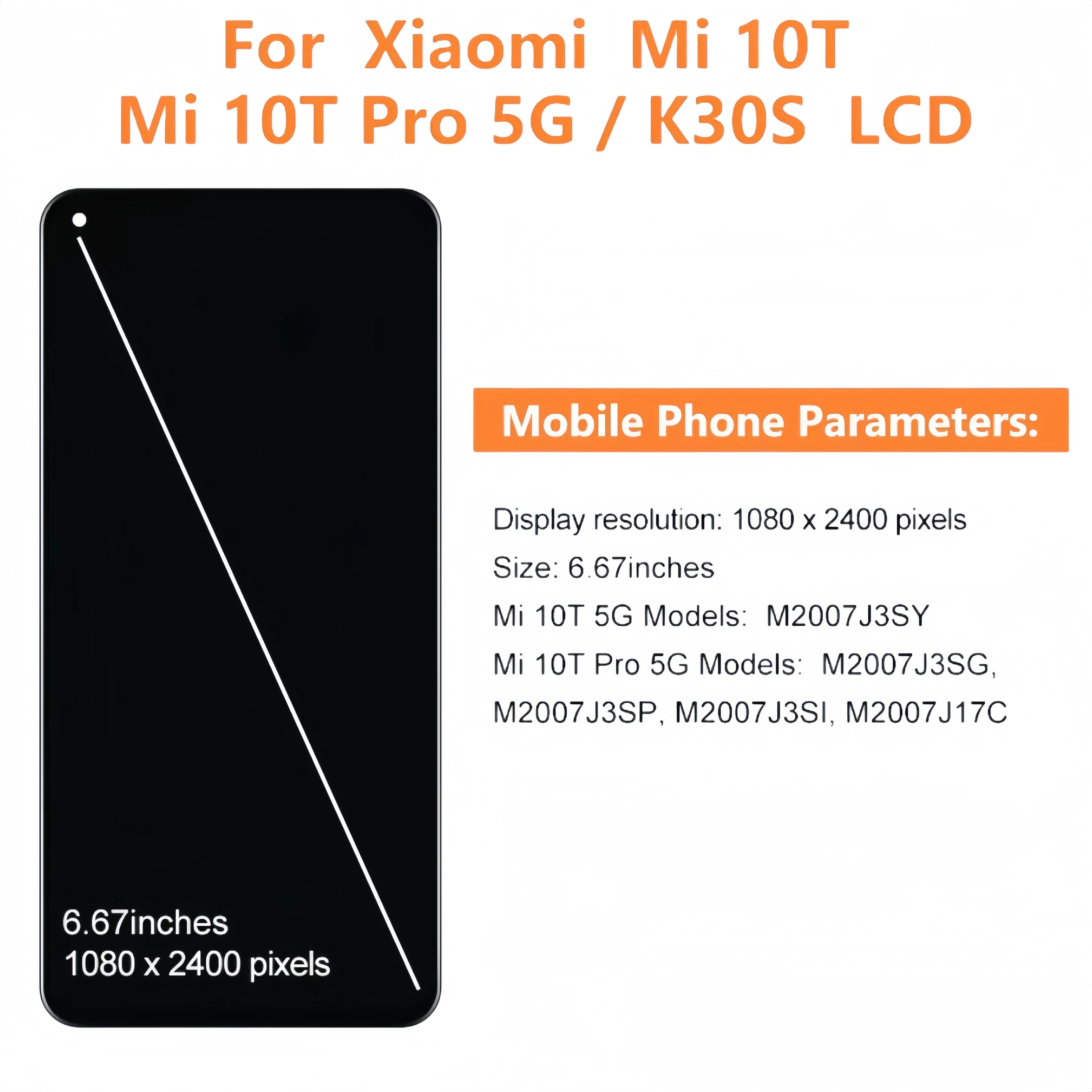 LCD Display Touch Screen Digitizer Assembly Replacement,for Xiaomi Mi 10T, Mi 10T Pro, Redmi K30S