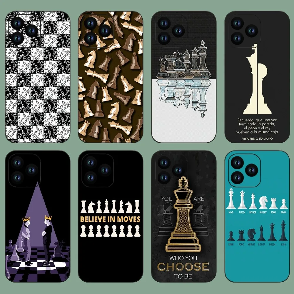 Chess Board Pieces Phone Case For iPhone 11 12 13 14 15 Mini Pro XS Max X S Plus XR Shell