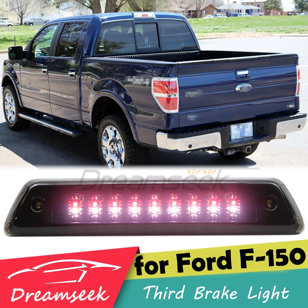 LED Third Brake Light for Ford F150 F-150 2009-2014 Rear 3rd Tail Light w/ Cargo Lamp Stop High Mount Smoke Lens Auto Accessory