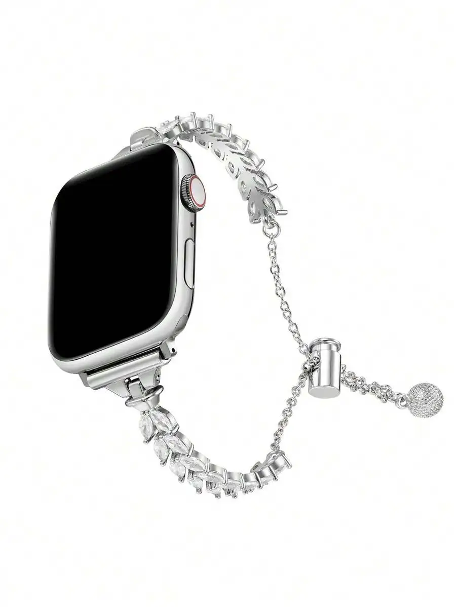 1pc Leaf Rhinestone Bracelet Band Compatible With Apple Watch 38/40/41/42/44/45/46/49mm, Compatible With Apple Watch Series